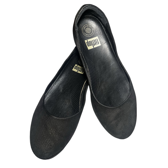 FitFlop Shoes Womens Size 9 Black Ballet Flats SupercomFF Comfort Slip On EU41 - Picture 1 of 9